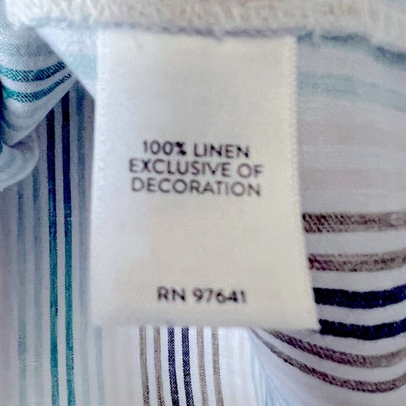 J. Jill Love Linen Striped Embroidered Relaxed Fit Blouse Classic Chic Summer - Picture 11 of 11